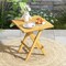Teak Wood Folding Coffee Table with Slatted Top, Compact Design and Versatile Use